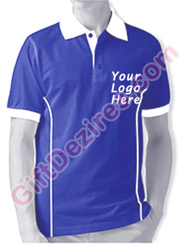 Designer Royal Blue and White Color Polo Logo T Shirt